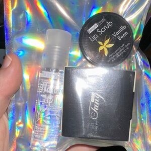 Coconut Lip Gloss, mask, and vanilla scrub